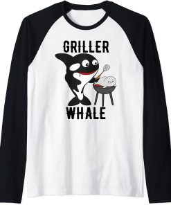 whale fish Raglan Baseball Tee