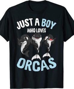 Just A Boy Who Loves Orcas Whale Boys Kids T-Shirt