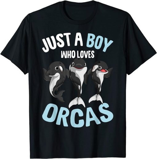 Just A Boy Who Loves Orcas Whale Boys Kids T-Shirt