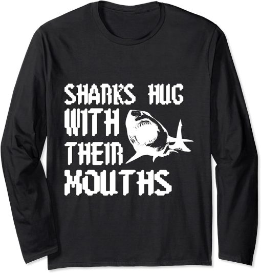 orca plush shark tee shark tee women shark mouth Long Sleeve T-Shirt