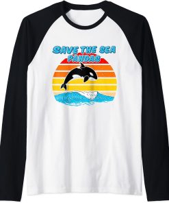 Rescue Killer Whale Orcas Save The Sea Pandas Marine Biology Raglan Baseball Tee