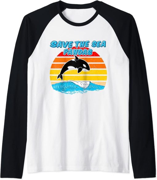 Rescue Killer Whale Orcas Save The Sea Pandas Marine Biology Raglan Baseball Tee