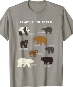 Bears Of The World Grizzly Bear Panda Black Polar T Shirt