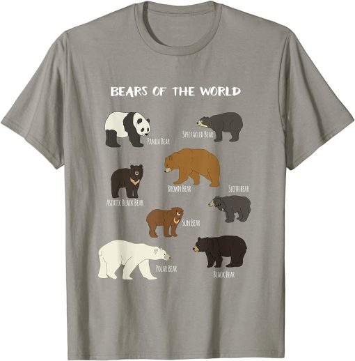 Bears Of The World Grizzly Bear Panda Black Polar T Shirt