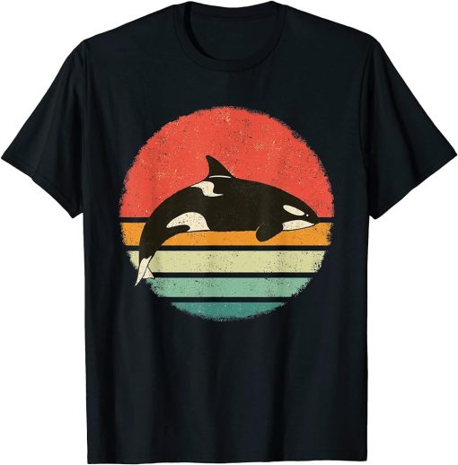 Orca Killer Whale Ocean Retro Sunset T-Shirt