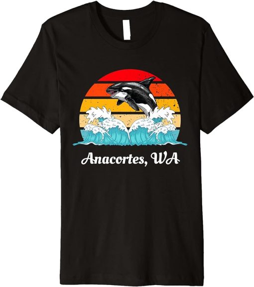 Vintage Anacortes WA Distressed Orca Killer Whale Art Premium T-Shirt